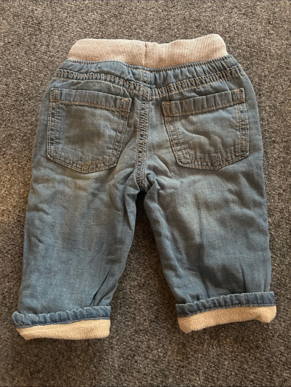 NEW! OshKosh B'gosh Fleece-Lined Light Blue Denim Pants - Size 12 Months